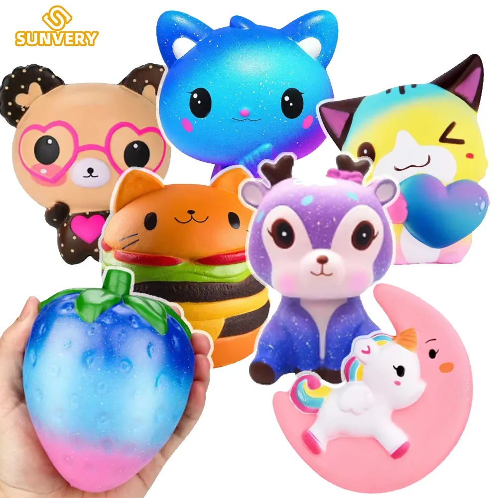 Jumbo Squishy Fidget Squishies Cartoon-Figur Langsam Aufsteigendes Quetschspielzeug Niedliche Tierfiguren Hase Stressball Antistress-Spielzeug für Kinder