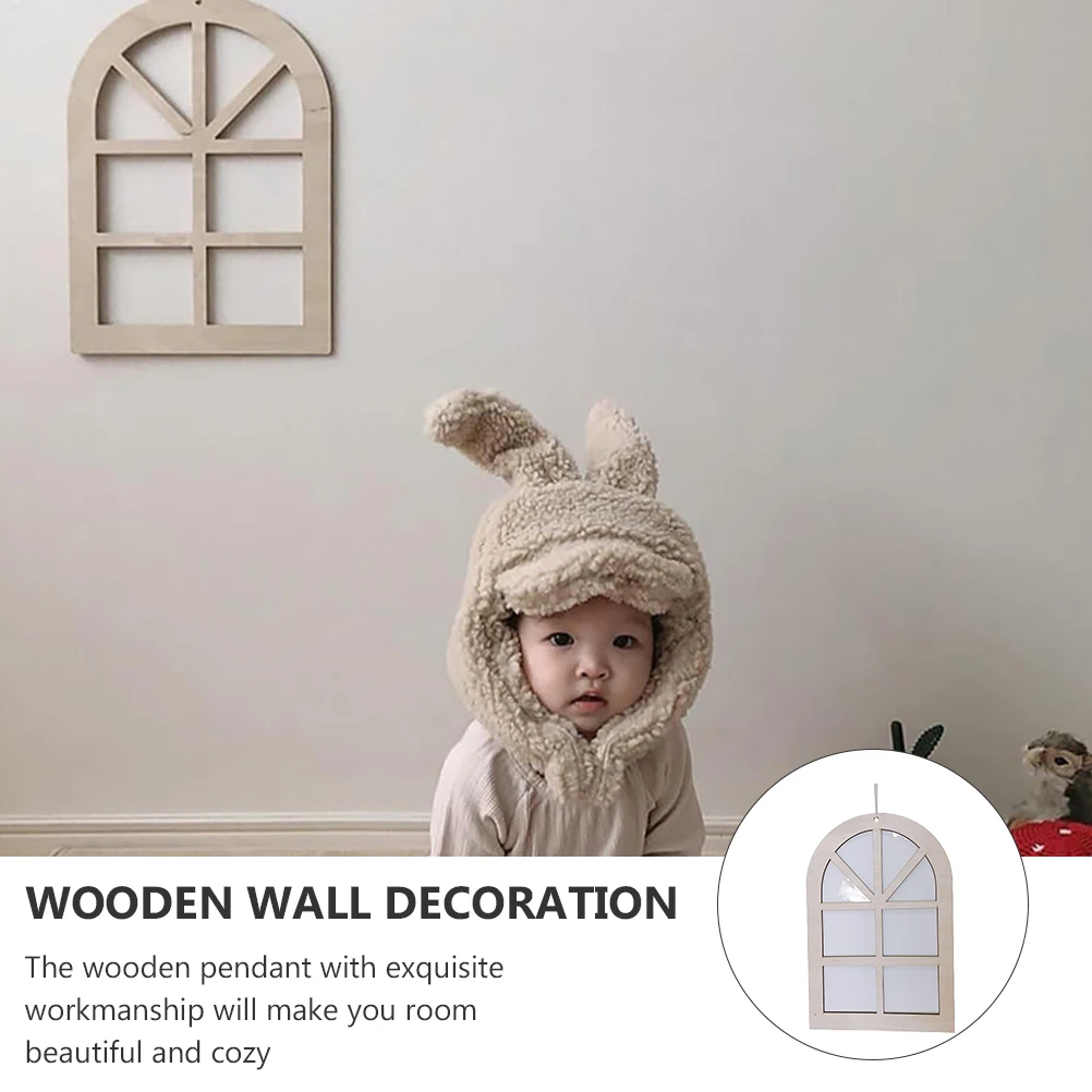 

Wooden Hollow Window Pendant Photo Props Home Hanging Ornament Children Room Nursery Decoration Nordic Style Wall