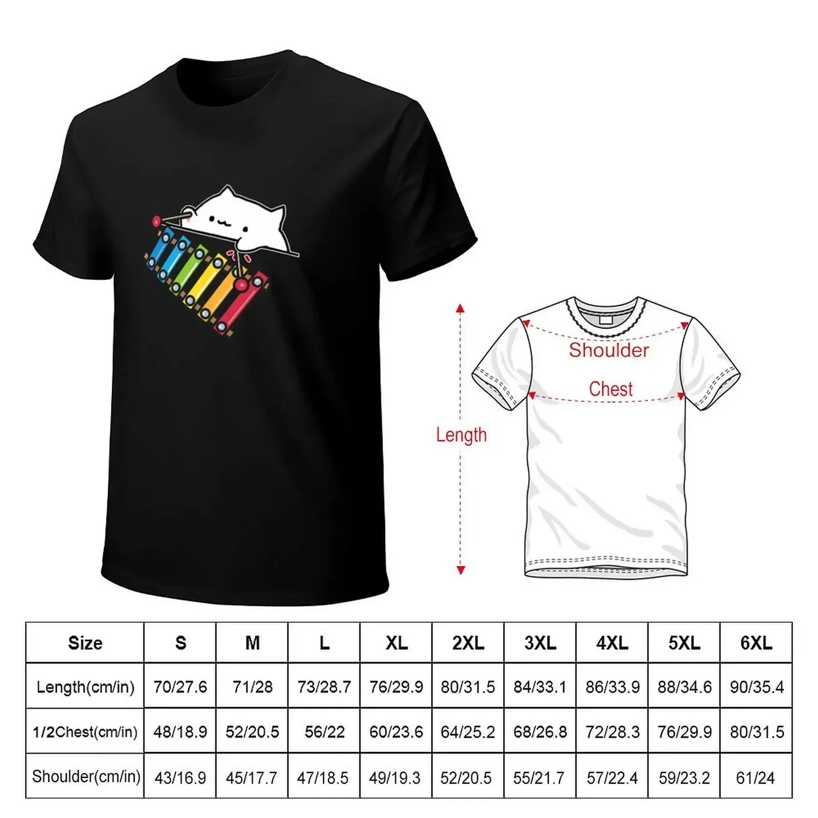 Bongo Cat Playing Marimba Cute Gamer Meme Gift T-shirt quick-drying boys animal print sweat Men's cotton t-shirt