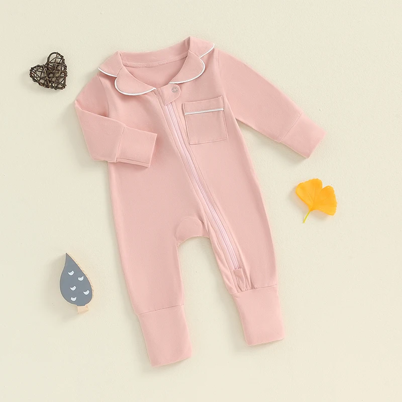 Baby Boy e Girl's Long Sleeves Zipper Romper, Macacão Unisex, Roupas Bonitos, Casa, Roupa Hospitalar, Vindo
