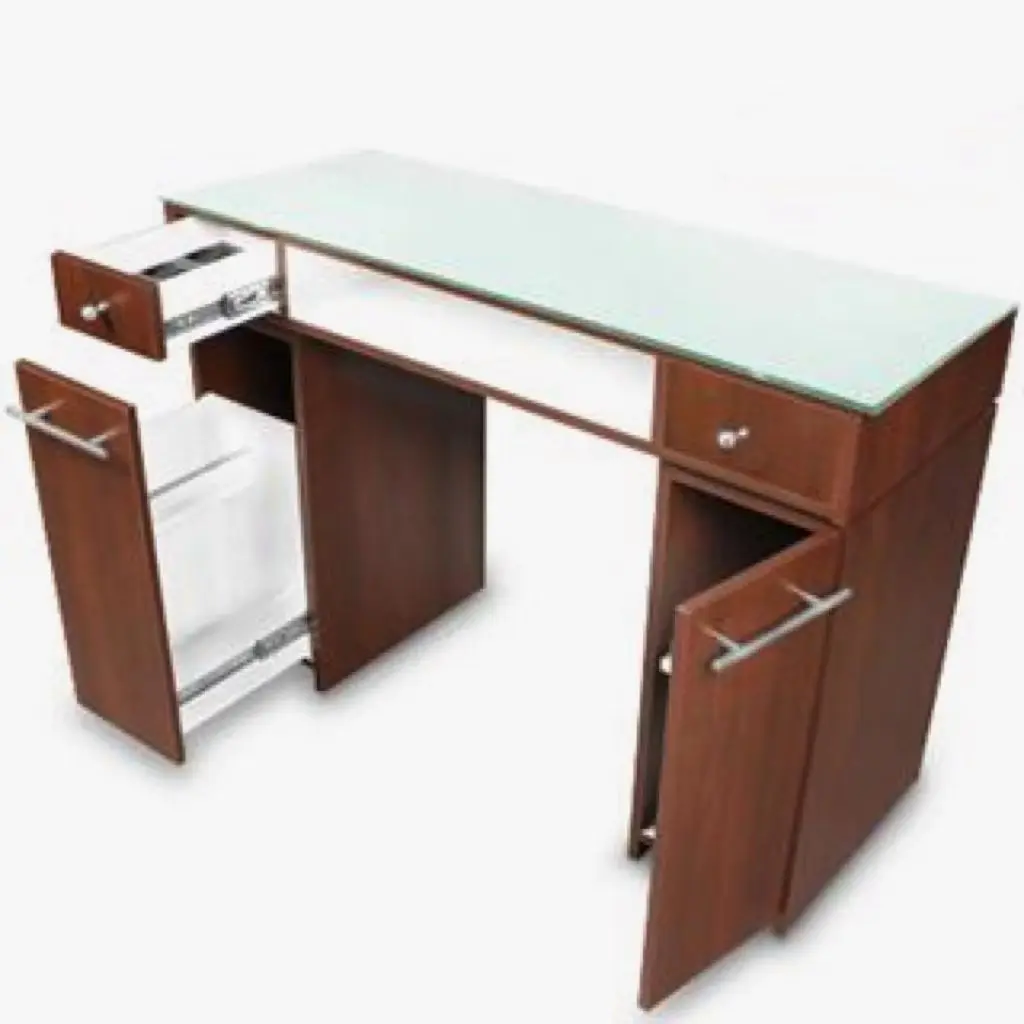 Wooden Double Nail Table Manicure With Dust Collector