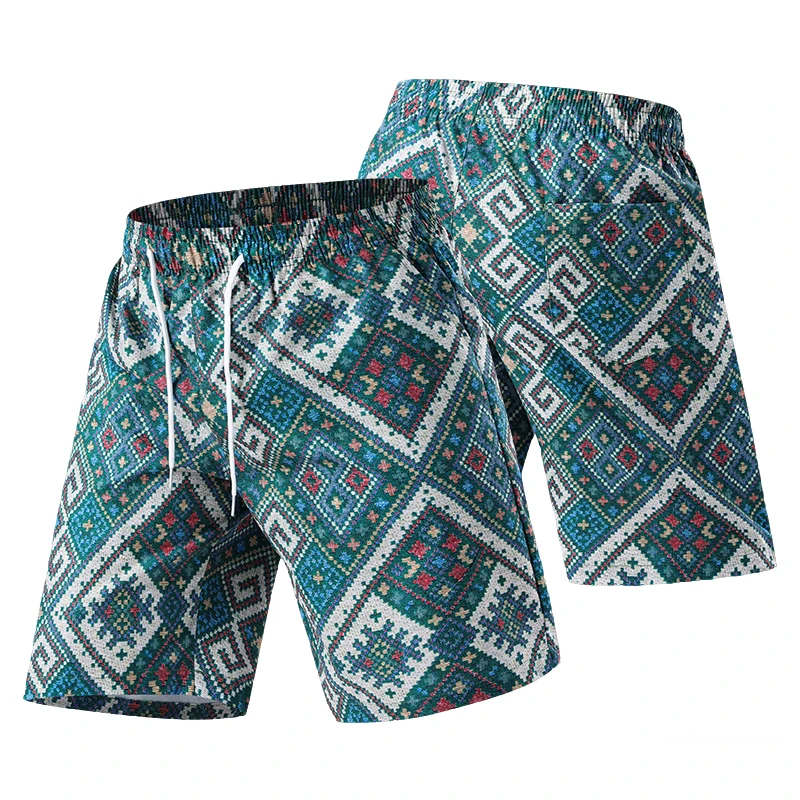 

Мужские шорты в богемном этническом стиле, летние пляжные, новинка 2026 года, модный тренд, ретро, свободные, городские, хип-хоп, шорты-бермуды