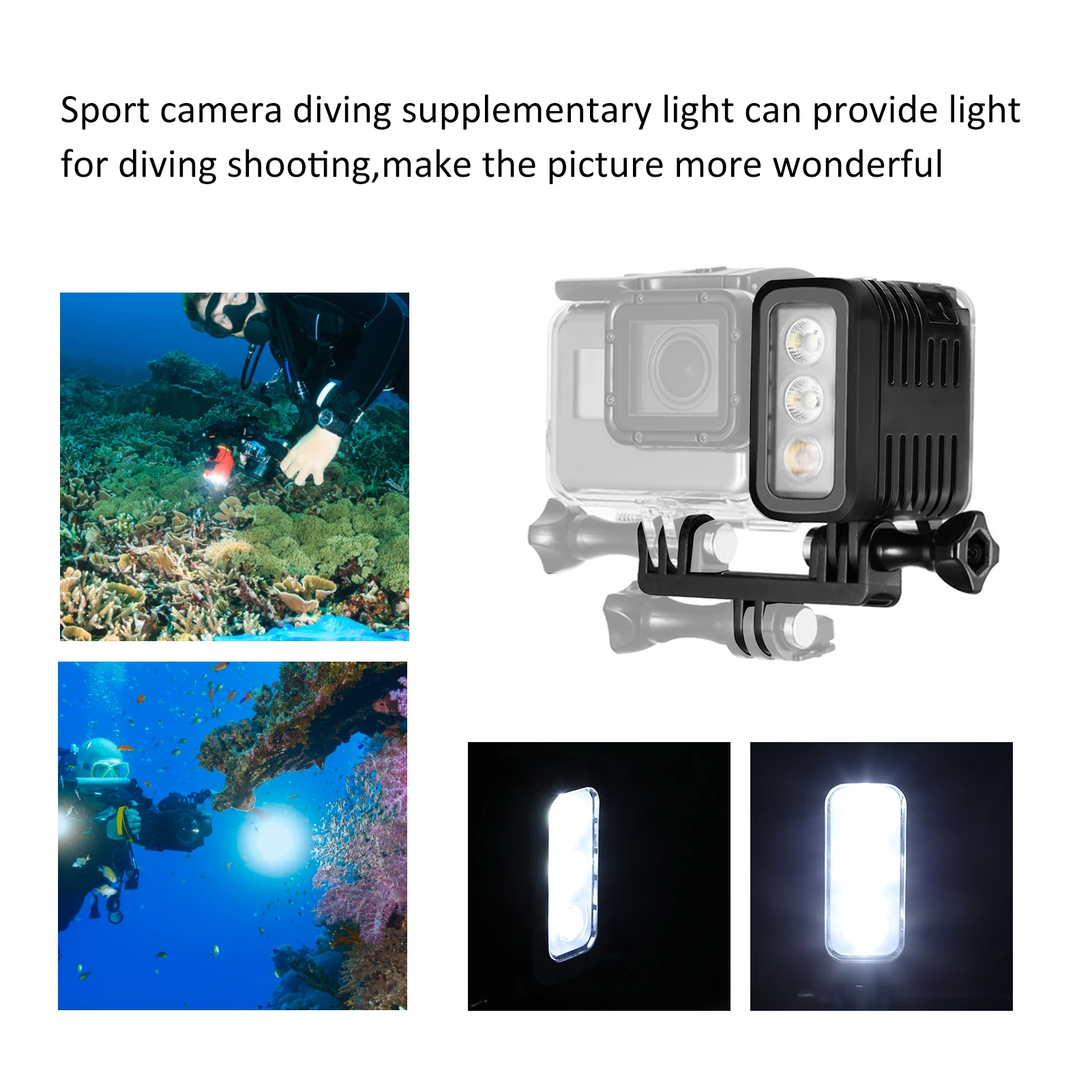 45M Waterproof LED Video Diving Fill Light Underwater for GoPro   Camera Underwater LED Video Light