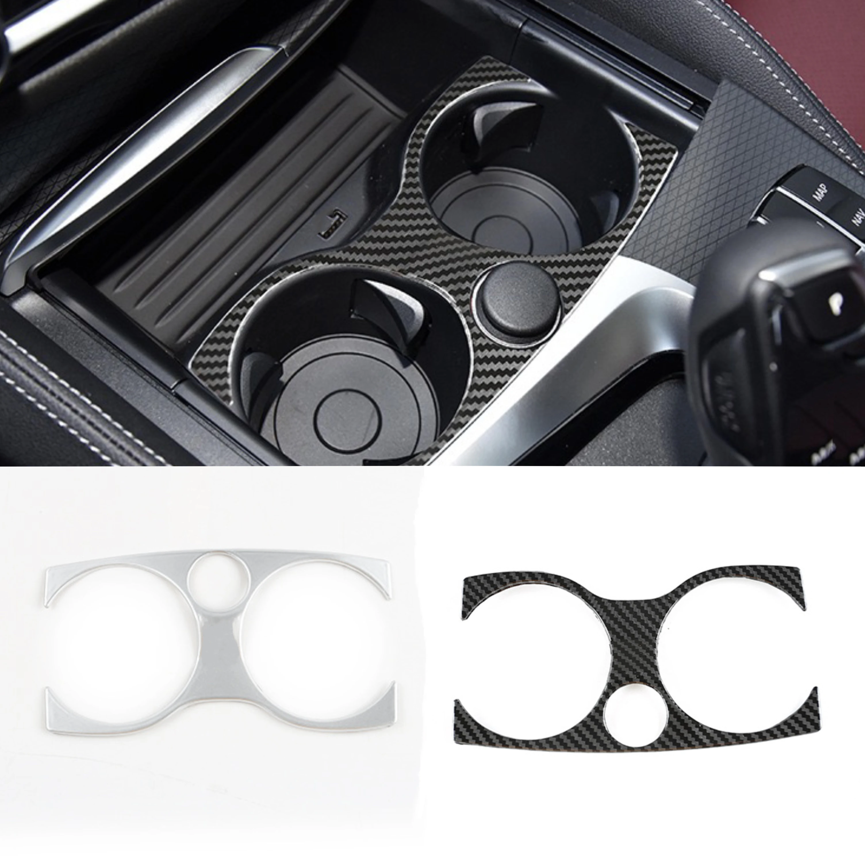 

For BMW 5 Series G30 2018-2020 Car Styling Carbon Fiber Color Console Water Cup Holder Frame Cover Trim Interior Accessorries