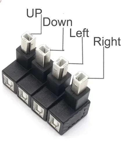 USB 2.0 Typ B Druckadapter 90 Grad nach oben und unten links rechtwinklig Stecker Extender Jack Stecker auf Buchse Konverter für Drucker-Scanner