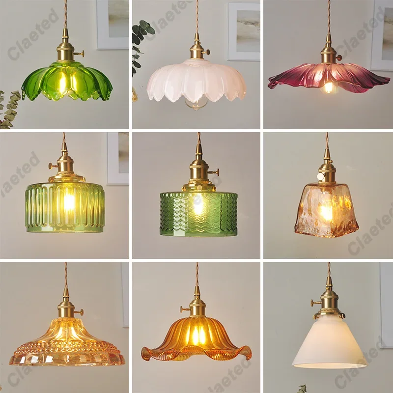 IWHD Modern Copper Glass LED Pendant Lamp Switch Living Room Bedroom Green Amber White Nordic Hanging Lights Luminaria Hanglamp