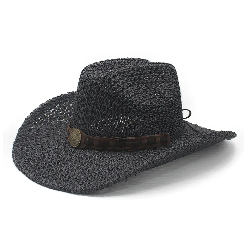 

Европейская и американская соломенная шляпа-ковбойка ручной работы с ажурным плетением для отпуска и защиты от солнца