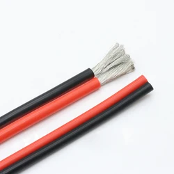 Copper Wire Silicone Rubber Cable Super Soft 10 12 14 16 18 20 22 24 26 AWG 2Pins Flexible DIY LED Lamp Connector Black Red