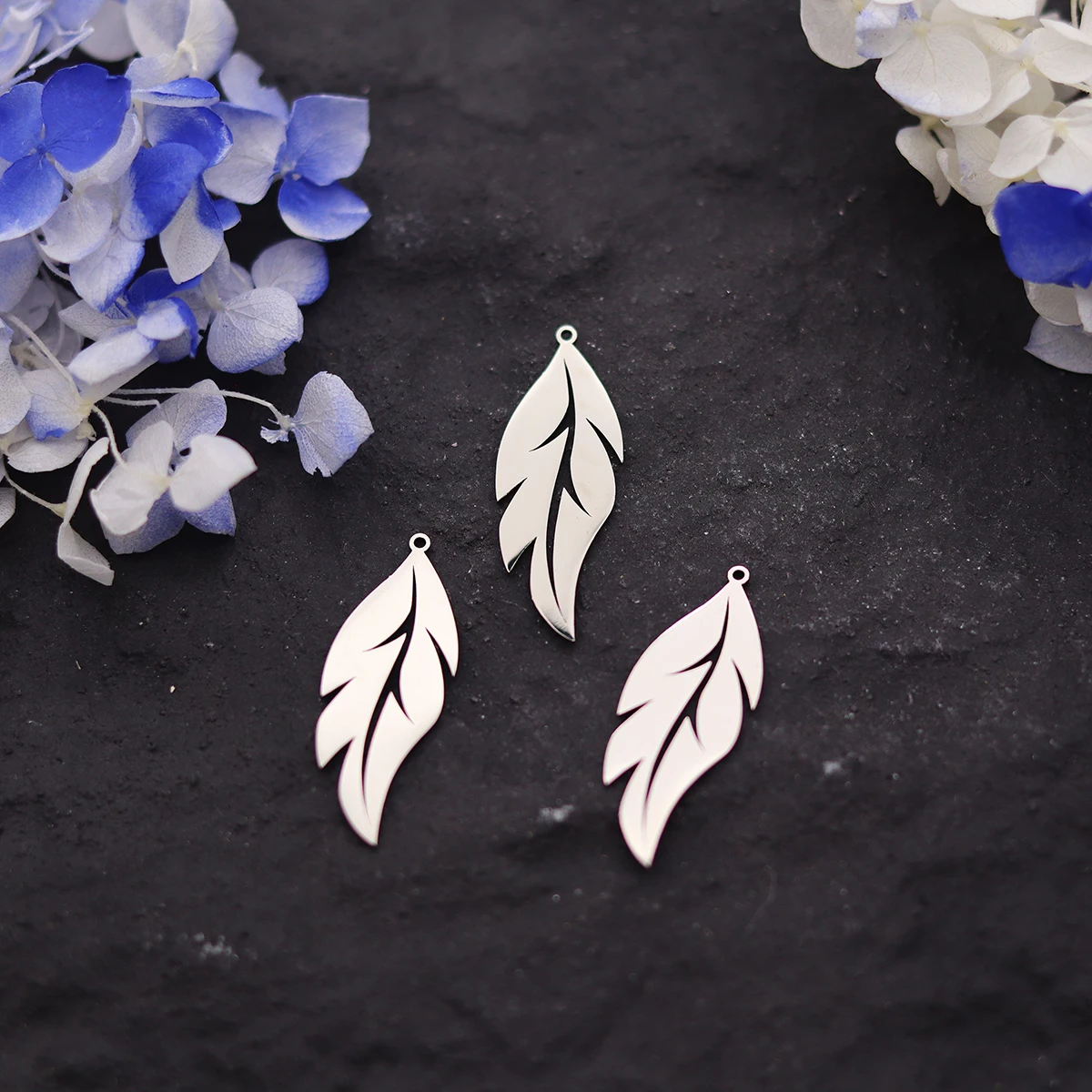 3Pcs Various shape leaf DIY Earring Necklace for Women Stainless Steel Pendant Charms for Jewelry Making Bulk Accessories
