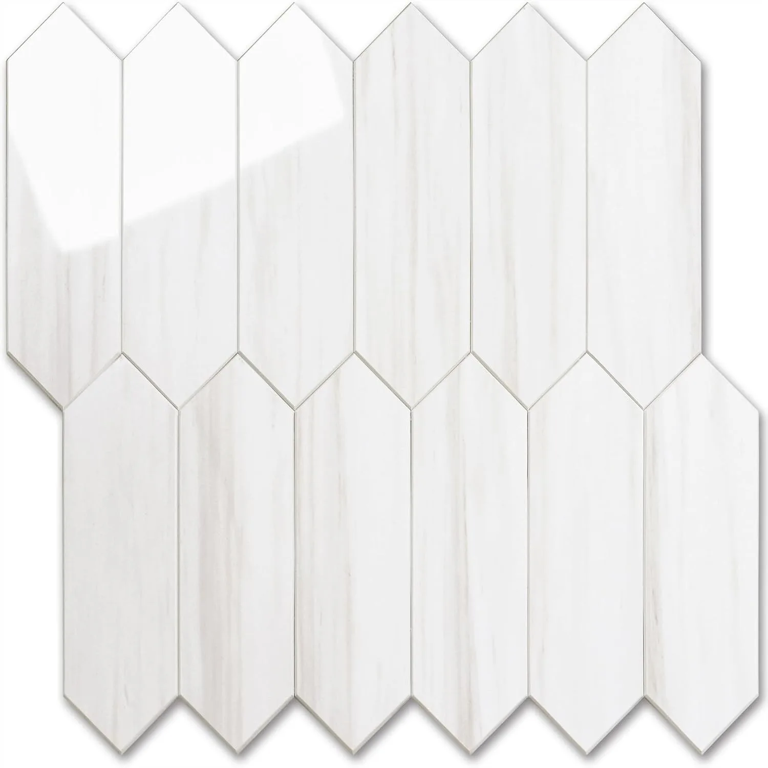

Peel and Stick Backsplash Tiles, 12.8x12.8 Inch Glossy White Hexagon Mosaic Wall Tiles for Kitchen Bathroom, 10 Sheets PVC