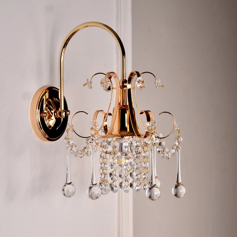 

Living Room Light Luxury Background Wall Crystal Wall Lamp European Style Bedroom Bedside Lamp American Style Hallway Lights