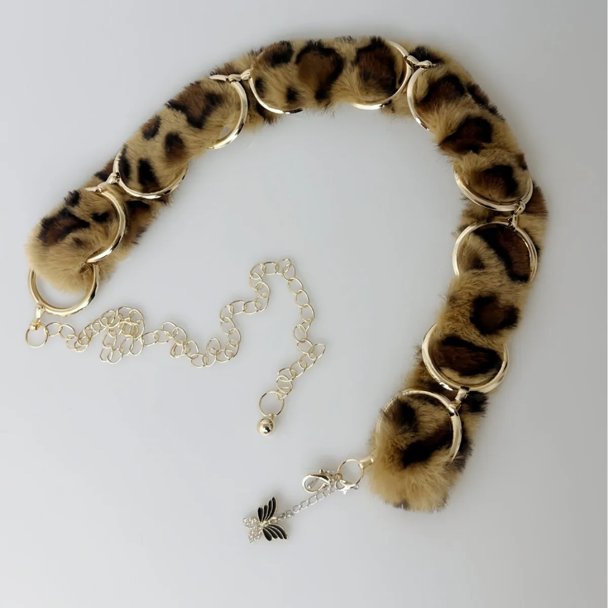 Sexy Leopard Print Cross-Border Hot Sale D.I.A Plush Waist Y2K New Style Pants Chain
