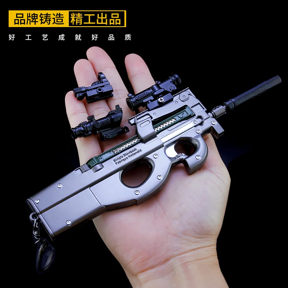 24ซม.P90โครงการ90 Submachine Gun อาวุธโลหะ Miniatures Game PUBG อุปกรณ์ต่อพ่วงสงครามทหาร1/6ทหารตุ๊กตาอุปกรณ์ของเล่นเด็ก