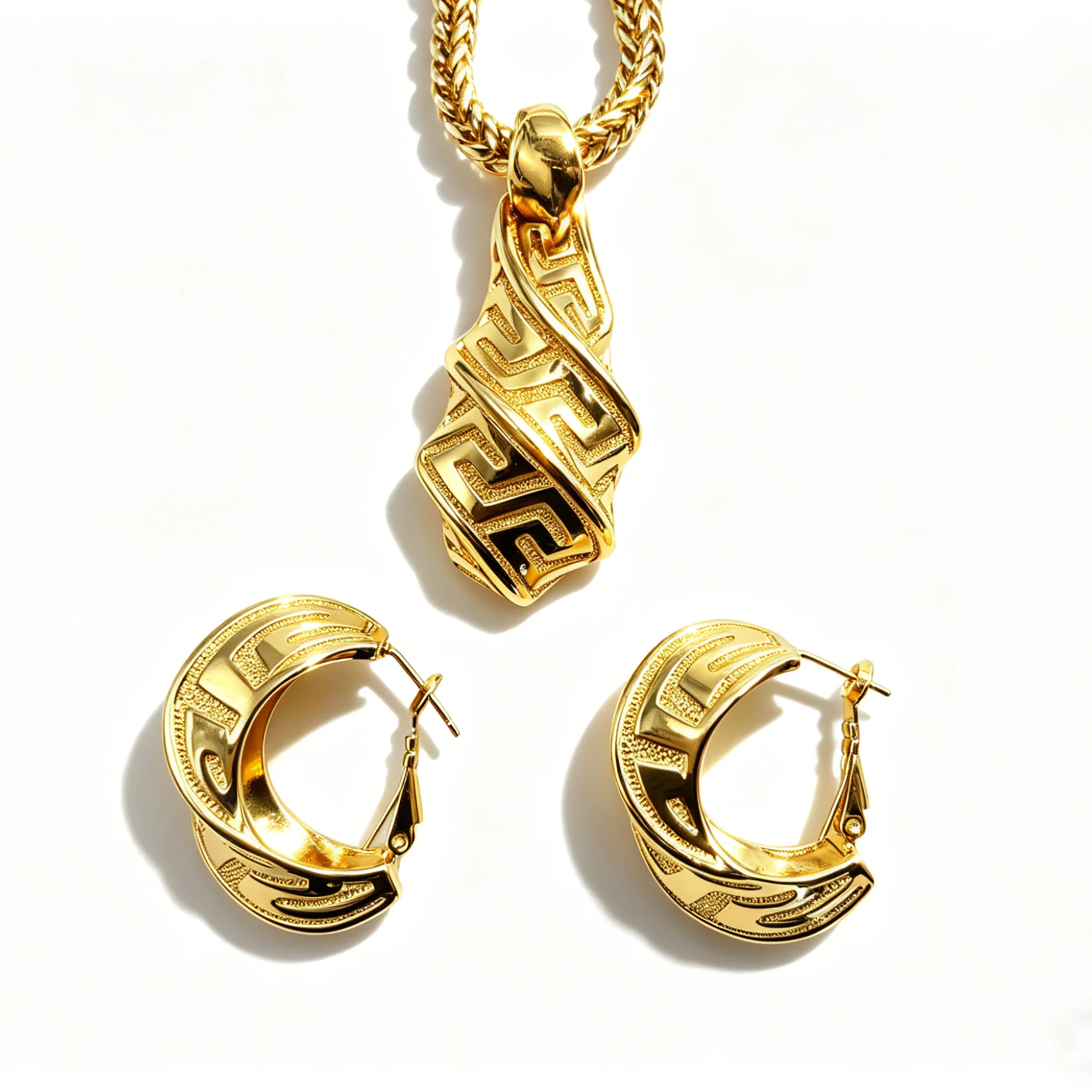 Jewelry Sets 18K Gold Plated Women Gold Color Jewelry Sets Earrings Pendant Bridal Wedding Jewelry Set Gifts Luxury Engagement
