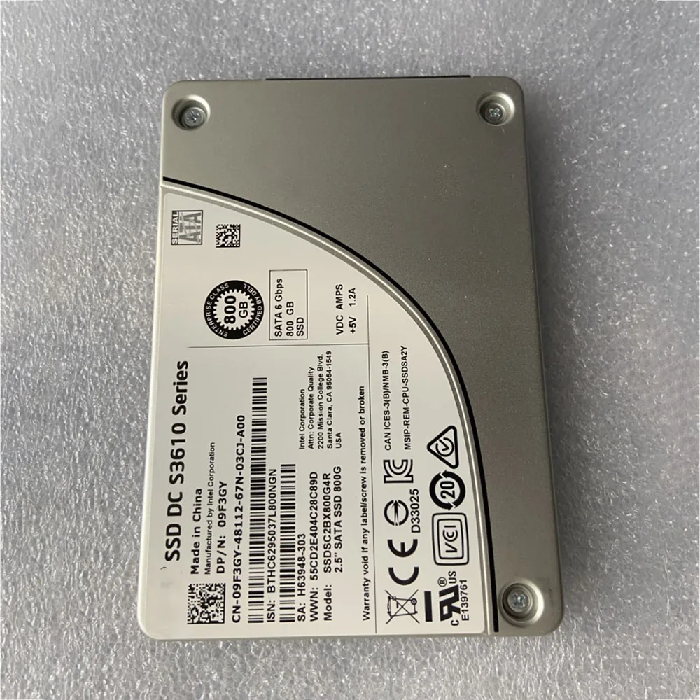 800GB para Dell S3610 800G SATA SSD 09F3GY 9F3GY SSDSC2BX800G4R 2,5