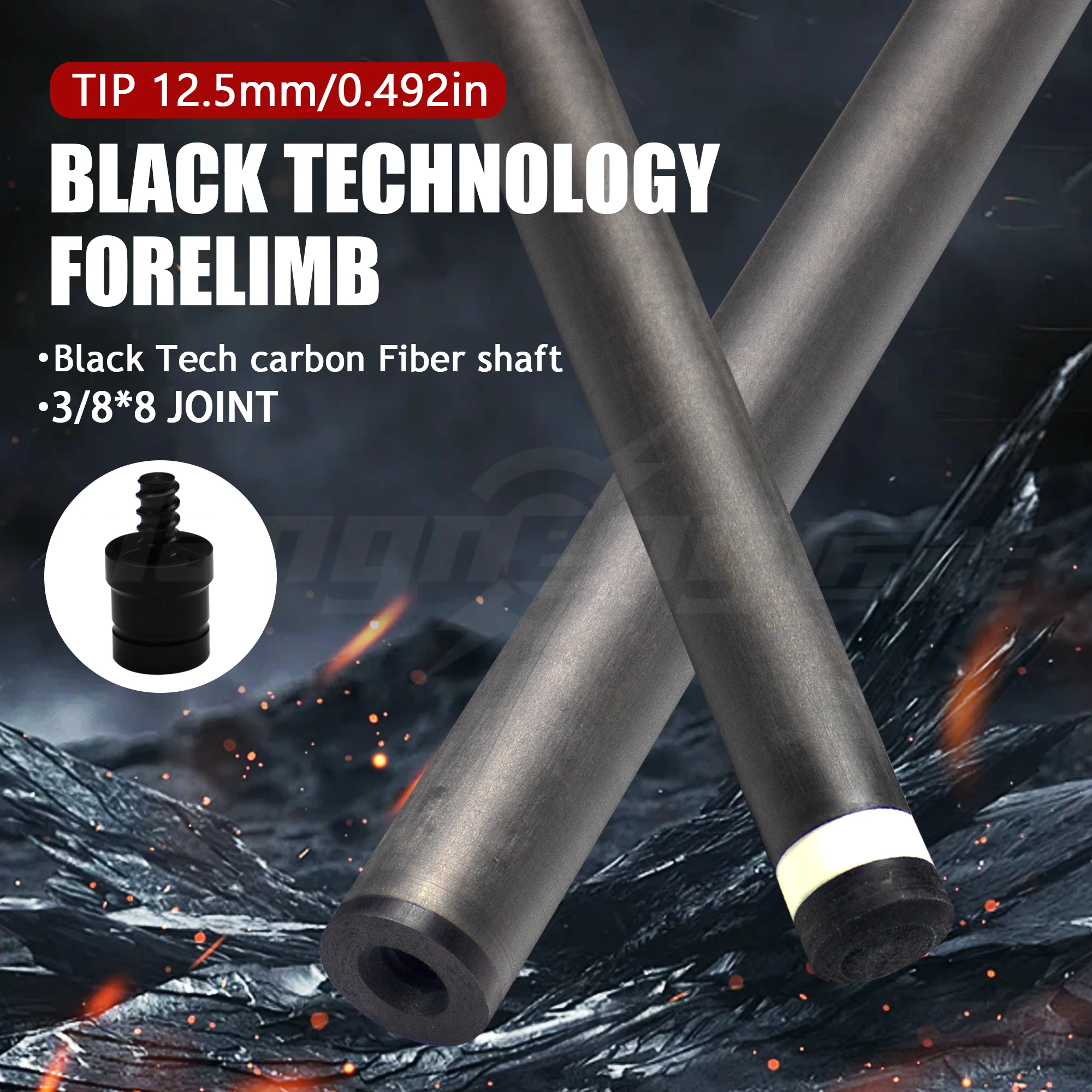 12.5mm Tip Tako Original Carbon Fiber Forearm for Billiard Cue 3/8*8 Joint White Ferrule Tip High - Performance Cuestick