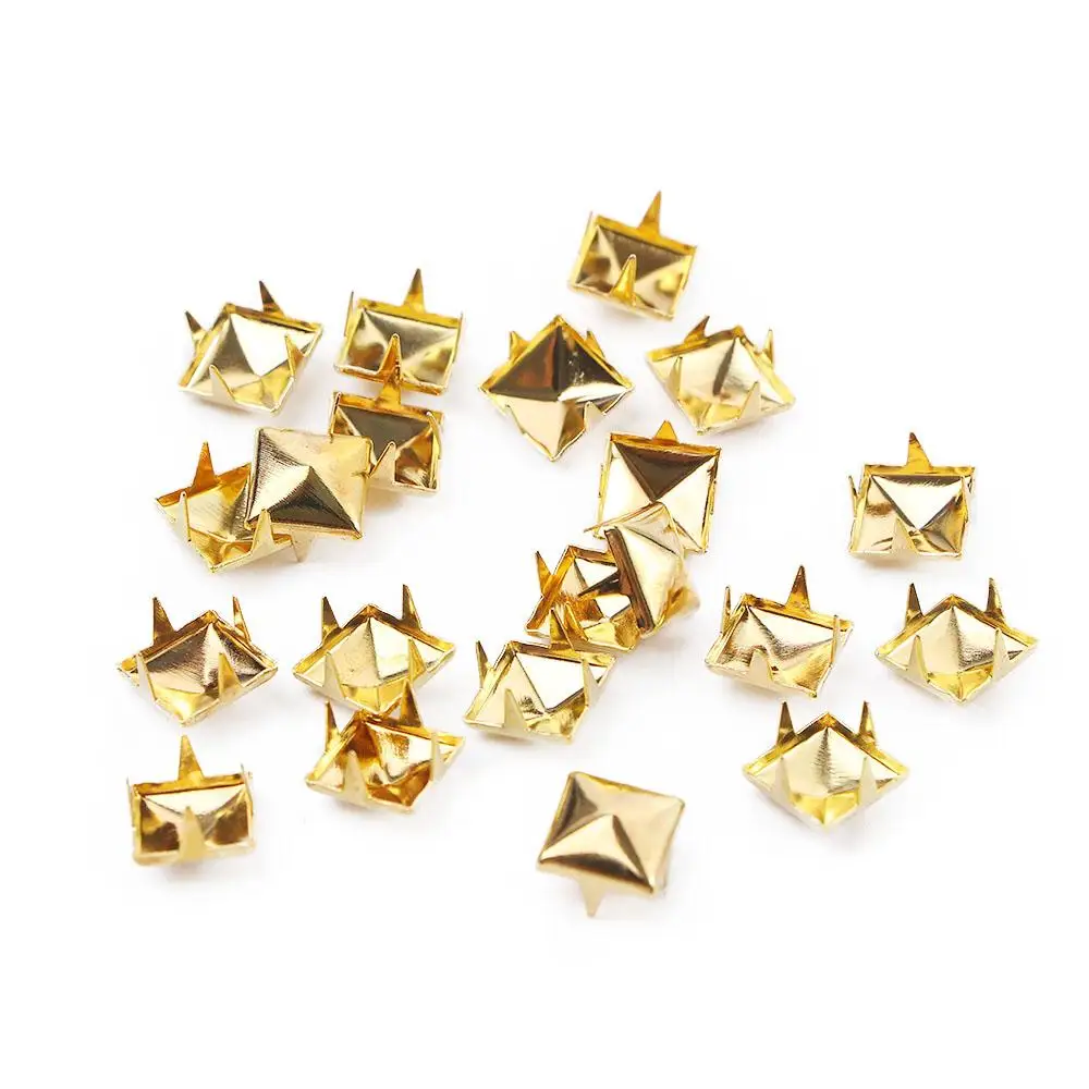 Gold Fashion Quality Metal Silver Pyramid Shape Releasable DIY Studs Square Rivets Sewing Decor Garment Supplies