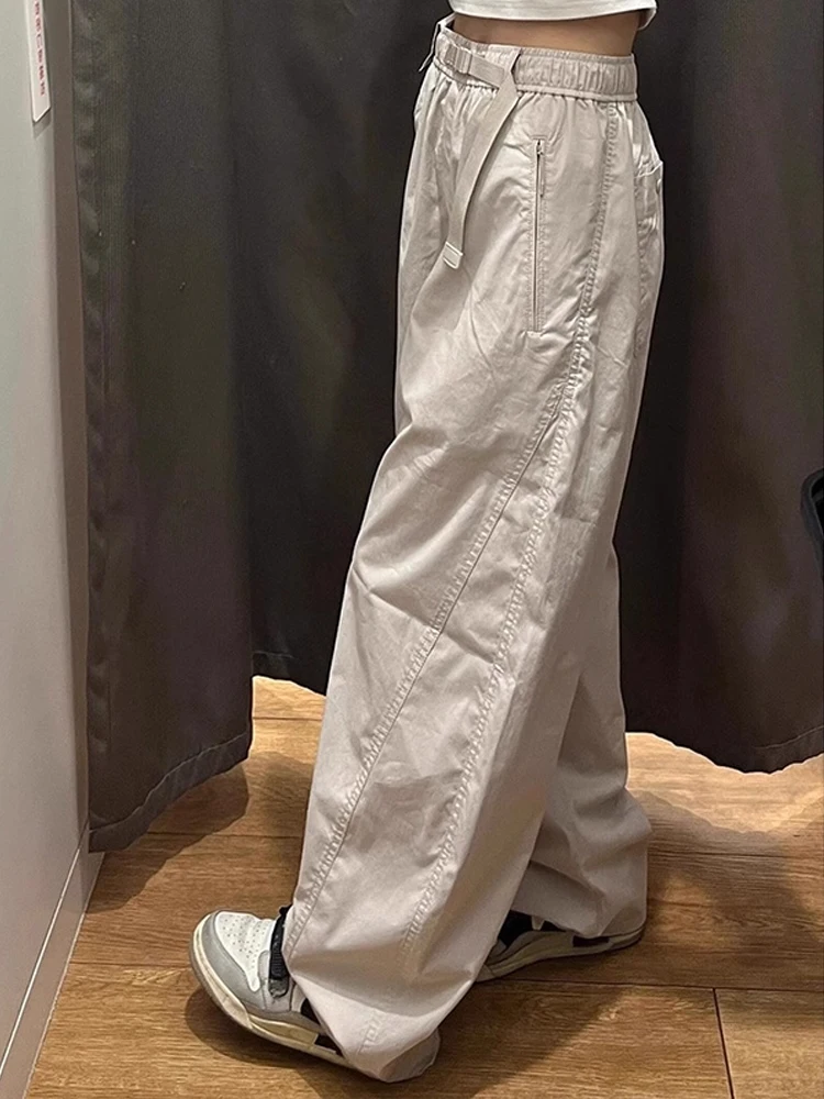 

American Sle Side Splicing Wide Leg Pants Men's Autumn High Design Casual Versatile Straight Leg Trousers Workwear