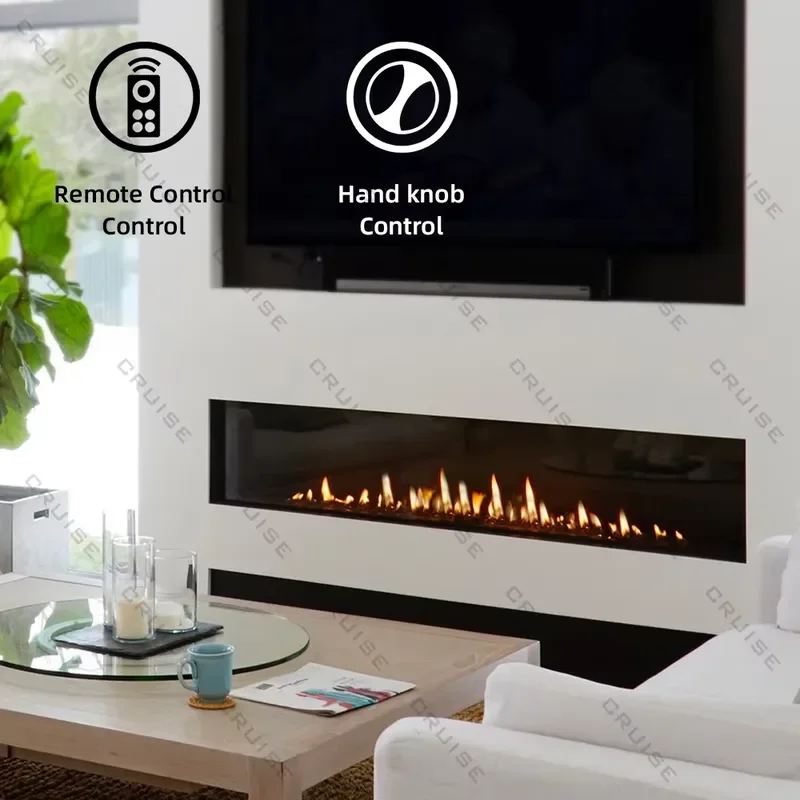 1727mm Single Row Flame Gas Fireplace Clean Energy Secondary Air Combustion Built In Modern Home Heating Decor