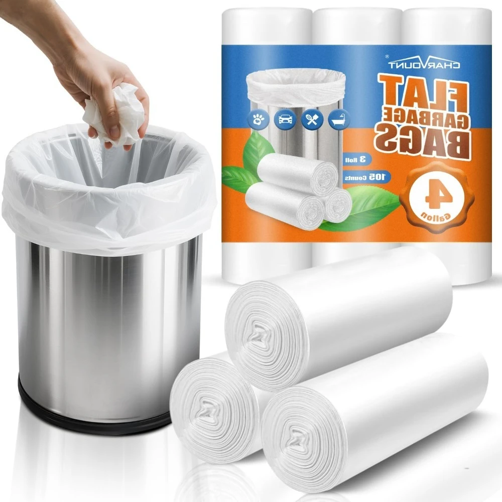 4 Gallon 105 Count Small Trash Bags Mini Garbage Bags for Wastebasket Bin Liner Unscented Kitchen Bedroom Office Bathroom Dorm Room Essentials