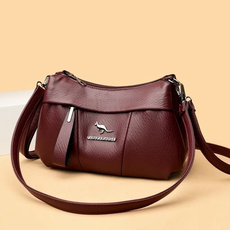 Trendy Textured Leather Diaper Bag Ladies Solid Color Satchel Square For Shopping Party Casual Minimalist High End Style
