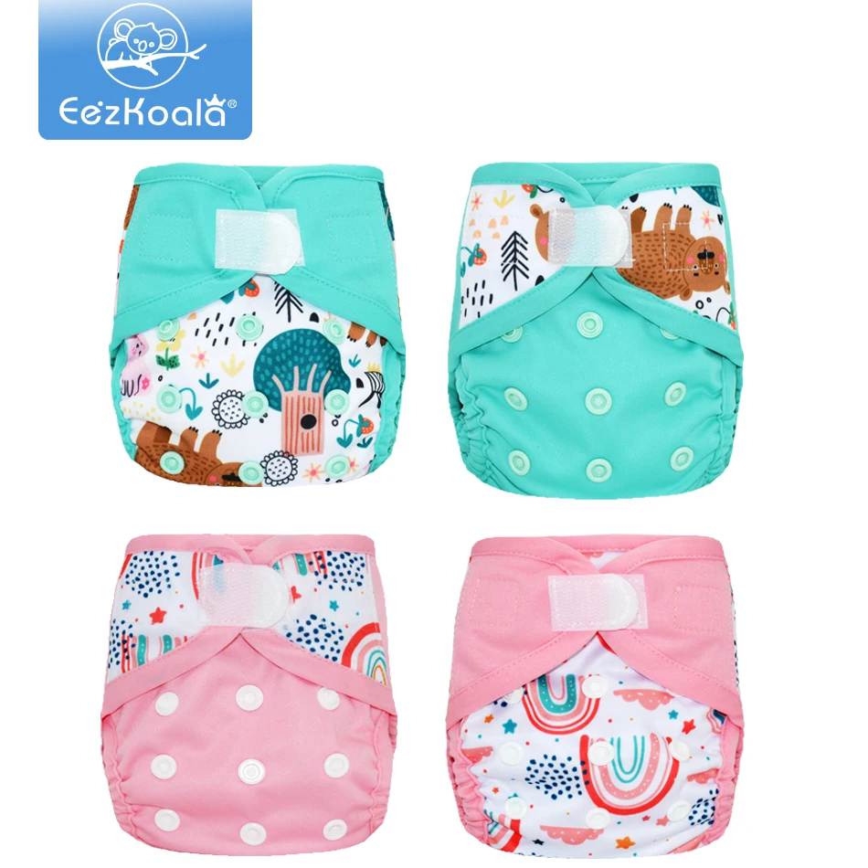 EezKoala Newborn Cloth Diaper Cover 4pcs/lot ECO-friendly  Baby Waterproof Ecological Cover Nappies Reusable Washable Adjustable