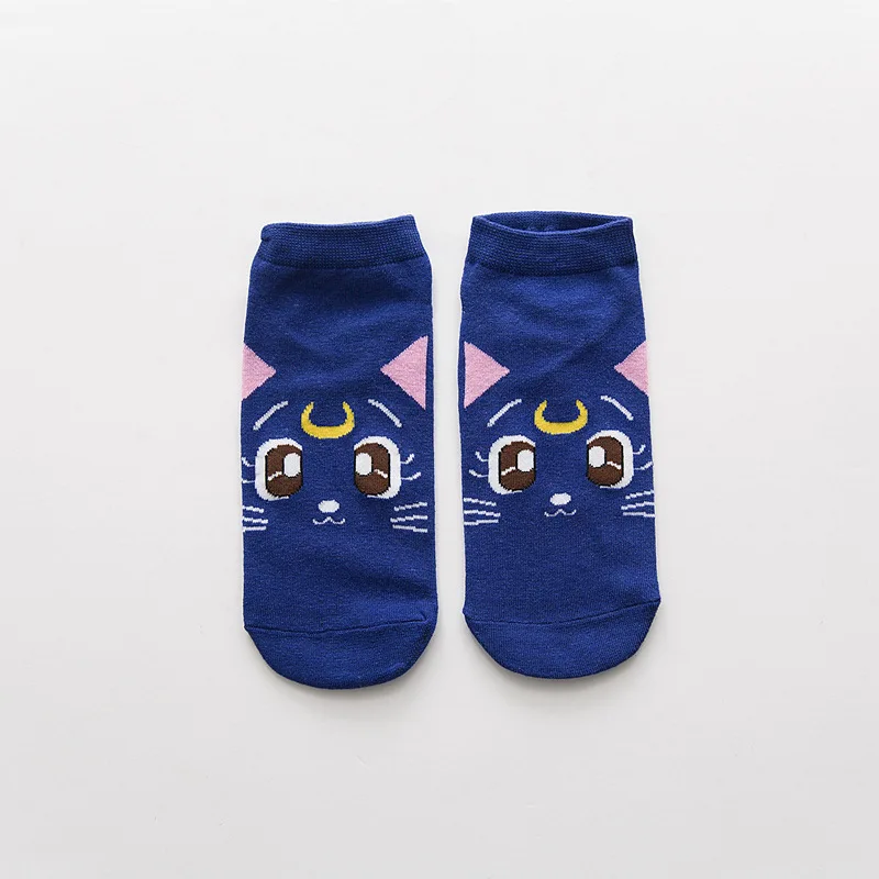 Women Anime Sailor Bow Socks Cute Girls Kawaii Girls Cartoon Blue Cat White Kitty Socks JK Uniform Wearing Birthday Gifts image 5