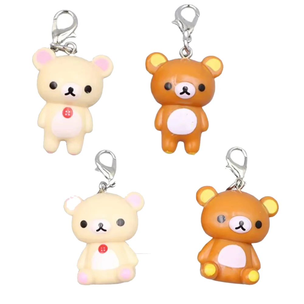 2 قطعة Kawaii Rilakkuma Easy Bear Keyrings Lazybear دمية سلاسل المفاتيح حقيبة الملابس مجتذب الهاتف حبل كيرينغ قلادة أفضل صديق هدية
