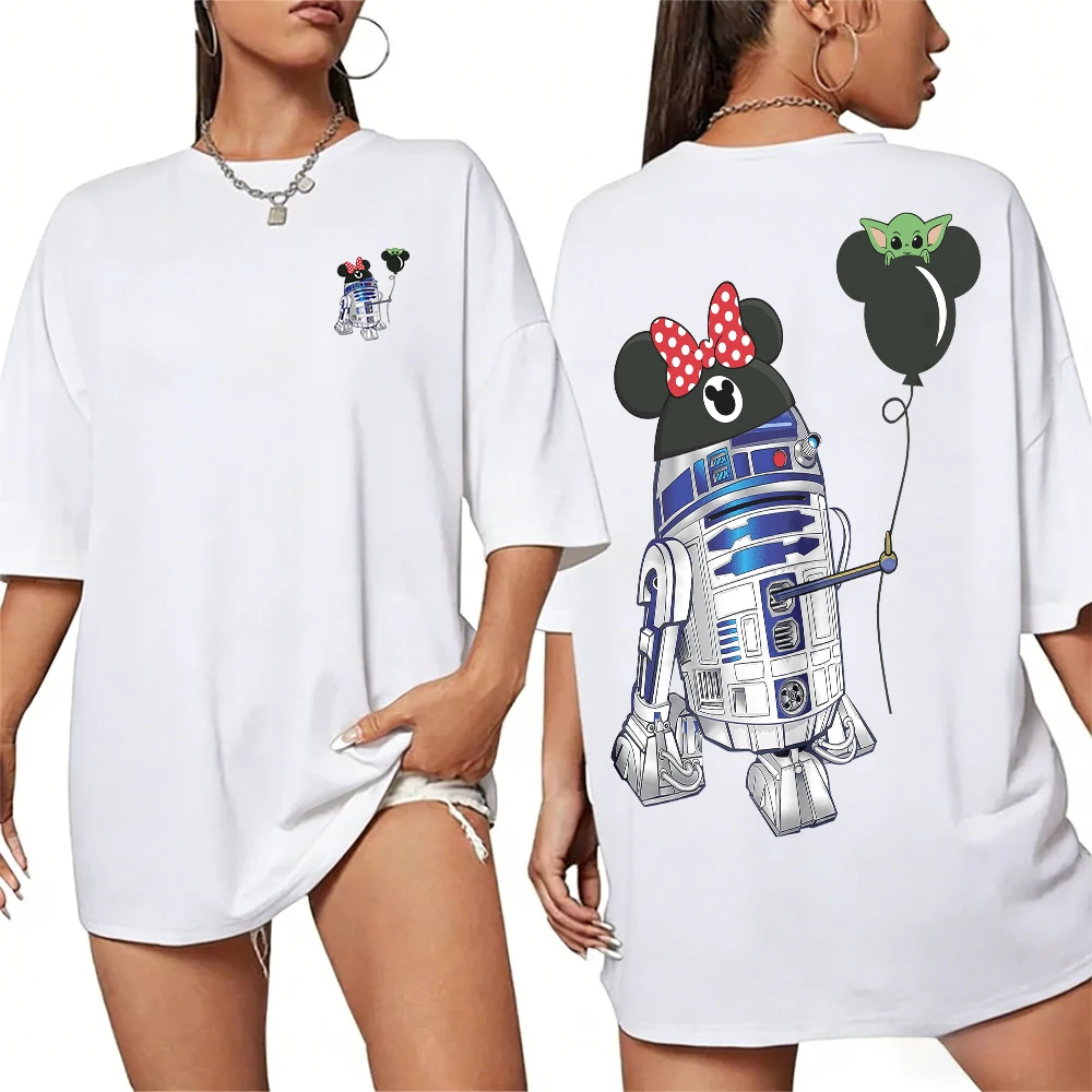 เสื้อยืดพิมพ์ลายดิสนีย์ ซัมเมอร์ มินนี่ ฮีด แอนด์ โยดา เบบี้ผ้าฝ้ายแท้ 100% สำหรับผู้ชายและผู้หญิง เสื้อระบายอากาศลำลองสำหรับกิจกรรมกลางแจ้ง