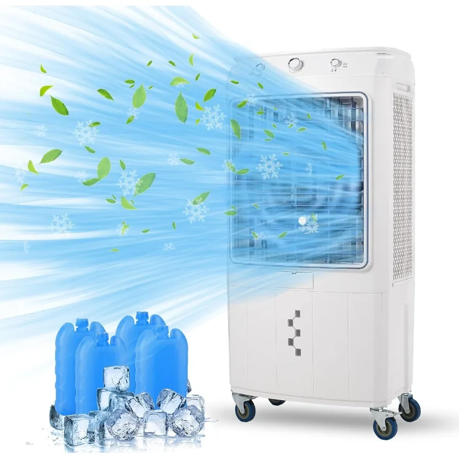 مبرد هواء تبخيري سعة 15.8 جالونًا مع 4100CFM عالي الكفاءة و4 عبوات ثلج و3 سرعات وأوضاع تبريد قابلة للتعديل 3IN1 Sol