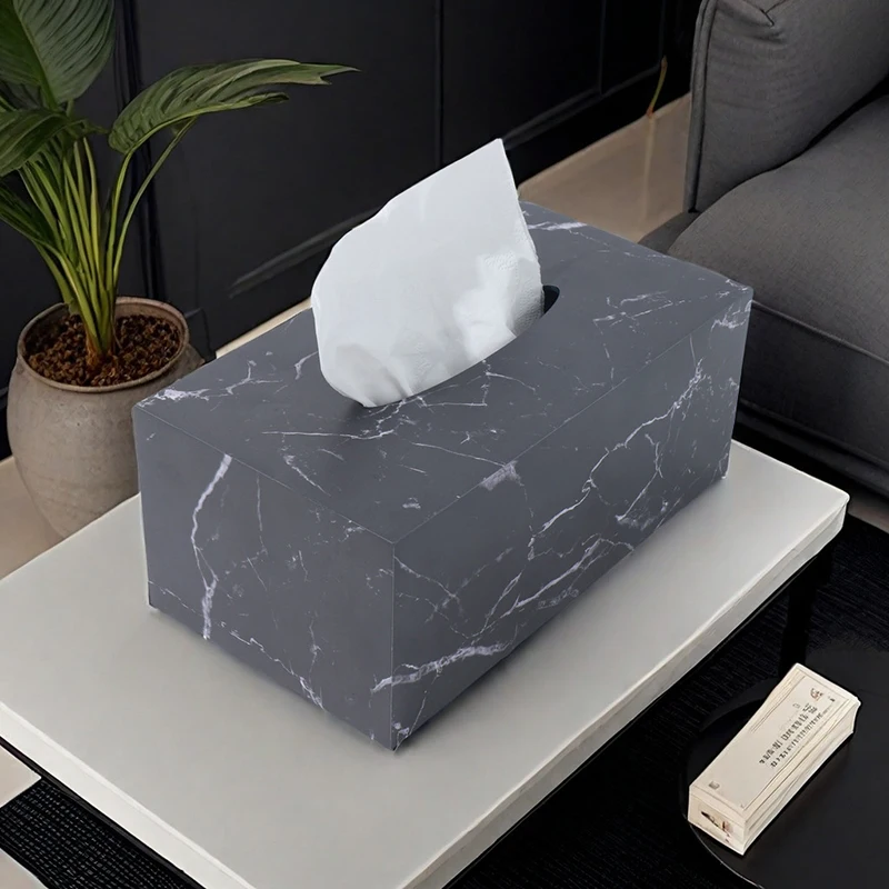 Luxury Acrylic Marble Tissue Box Holder Tissue Dispenser Napkin Holder Home Decor Office Desktop Tissue Storage Box Organizer