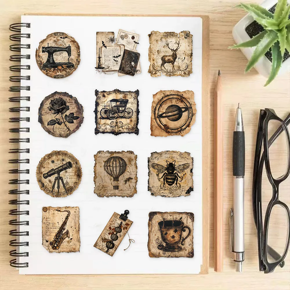 50 STKS Vintage Etiketten Vintage Items Minimalistische Stijl Stickers DIY Telefoon Gevallen Laptops Waterflessen Handrekeningen PET Stickers