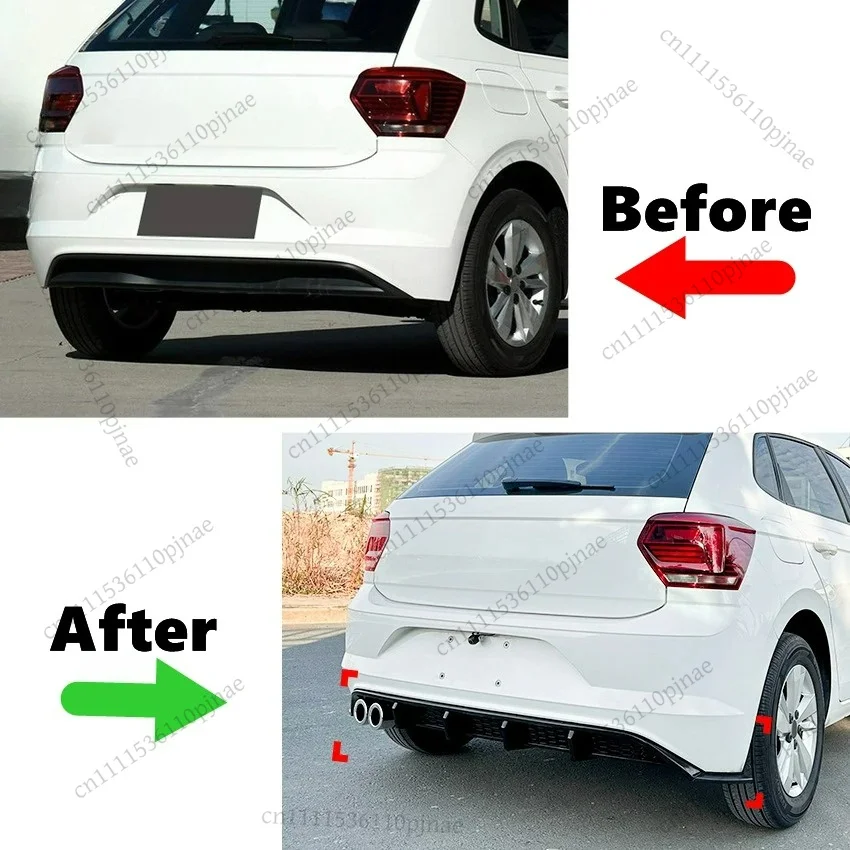 Car Rear Bumper Diffuser Lip Splitters Spoiler Rear Bumper Protector Guard For Volkswagen Polo MK6 2019-2024