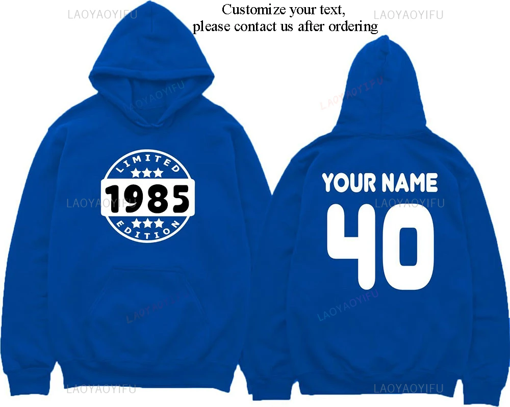 40th Birthday Warm Hoodie Personalised Limited Edition 1985 Custom Name 40 Men Women Fashion Drop Shoulder Printed Sweatshirt