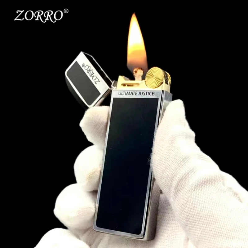 ZORRO Ultra-thin Pure Copper Mini Kerosene Lighter Portable Metal Windproof Grinding Wheel Lighters Cigarette Smoking Gadgets