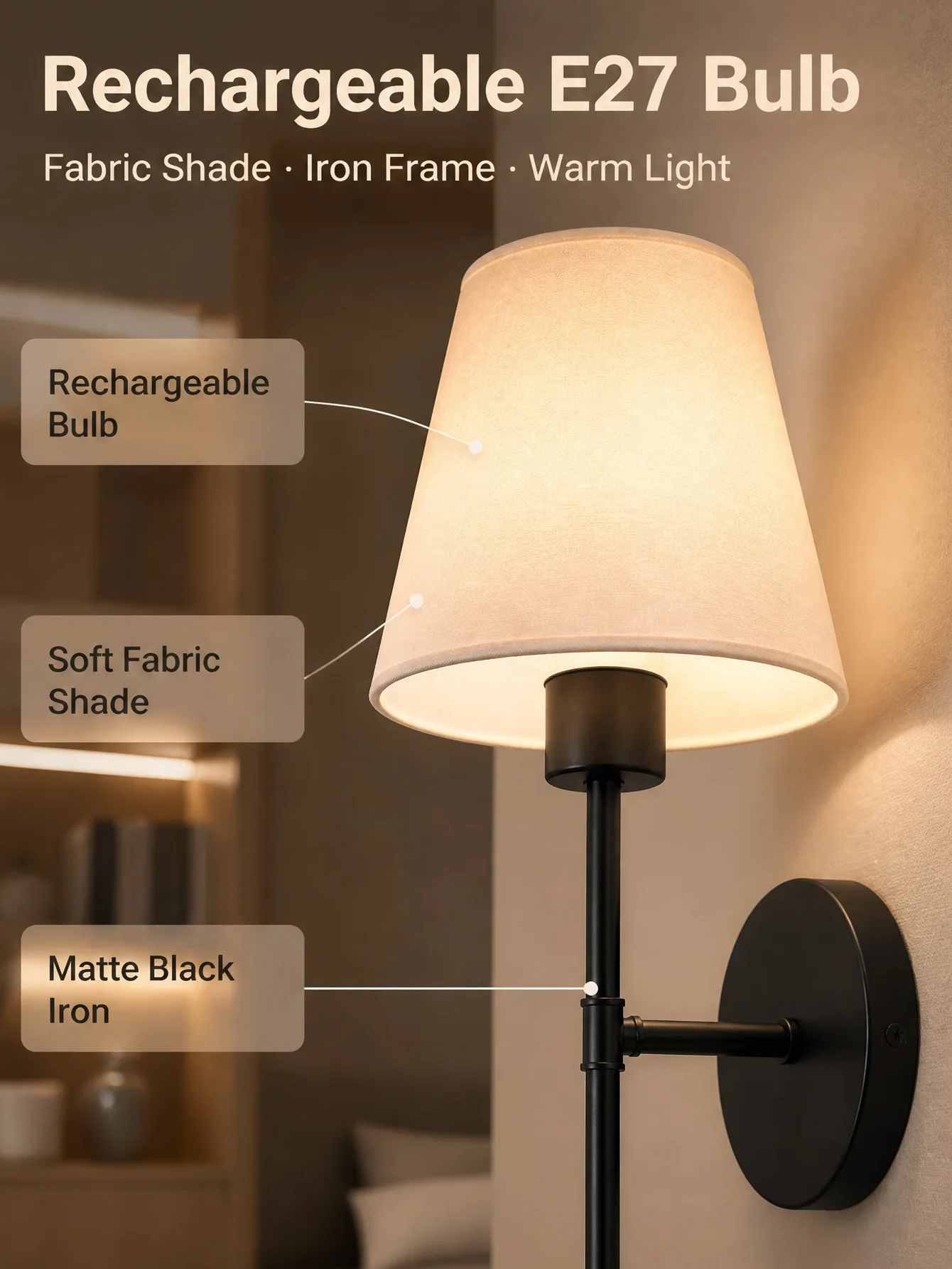 Battery Operated RGB Remote Wall Sconce Wireless No Wiring Rechargeable Wall Lamp For Bedroom Stair Hotel Decor