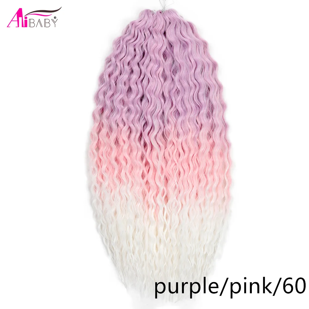 22-Zoll-synthetisches weiches Ariel-Curl-Häkelhaar Ombre Ocean Wave Häkelhaar vorgedehnte tiefe Wellen-Flechthaarverlängerungen – Detail 10