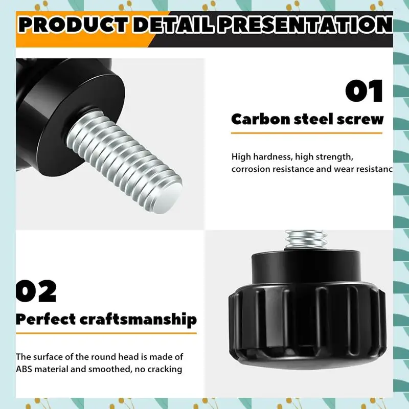 

A71P 40 шт. винт с накатанной головкой из углеродистой стали, винт на ручках, черный круглый зажимной винт, черный (M6 X 10 мм)