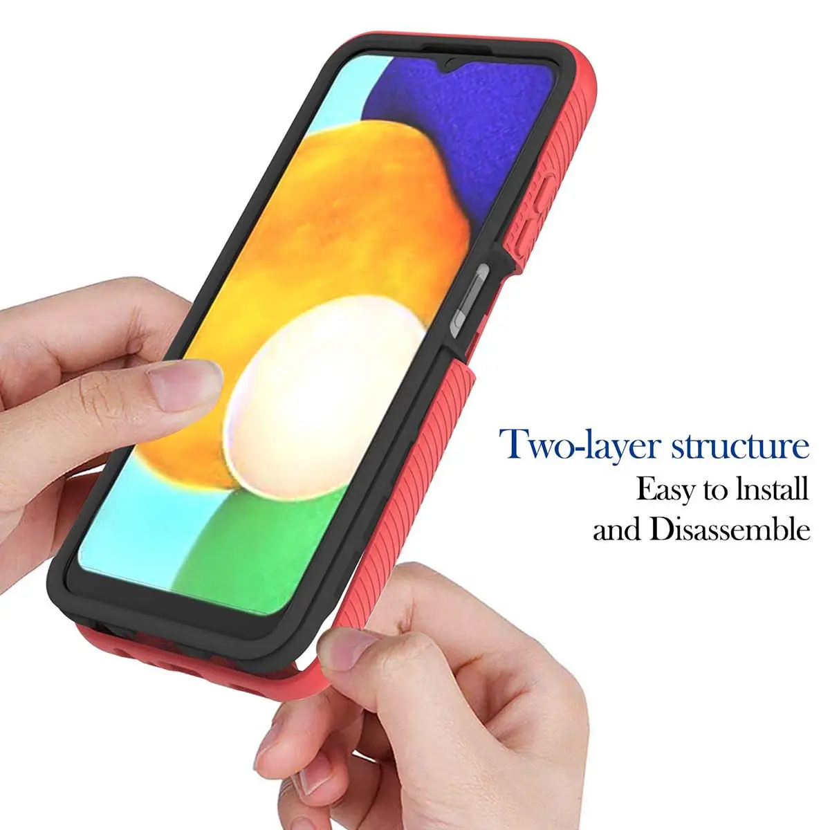 

Transparent Phone Case for A03s Protective Cover Red Anti Drop Dust Proof PC TPU Material 360 Degree Side Grip