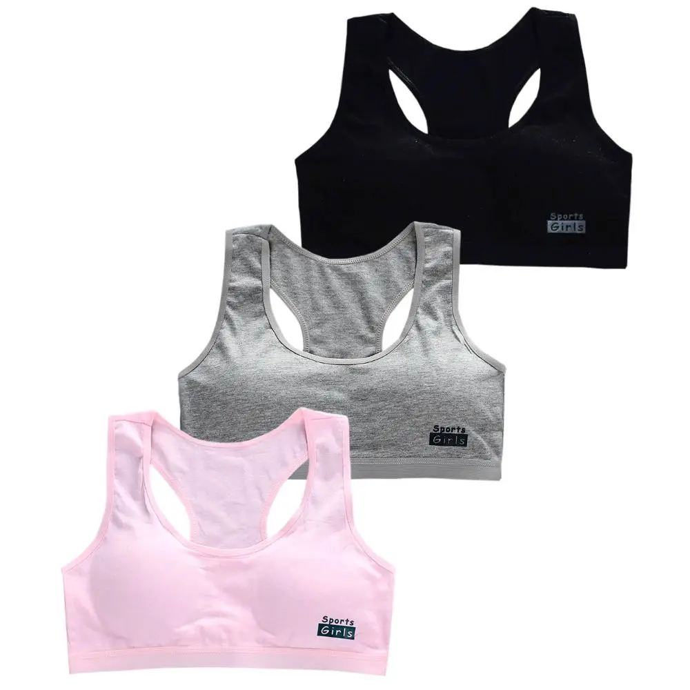 1/3Pcs Casual Cotton Training Bras Elastic Underwear Children Tube Tops Girl Sports Bra for Teeange Toddler Girls - view 3