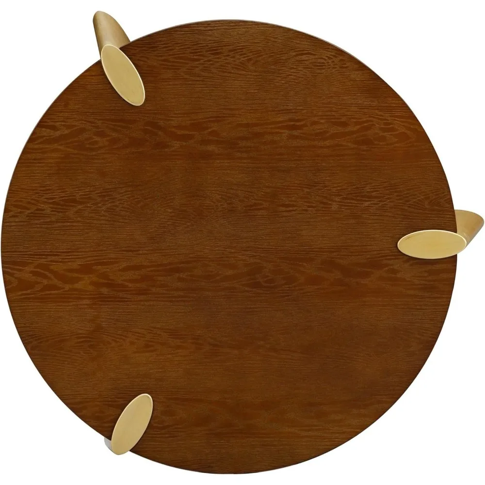 طاولة قهوة بوهو خشبية مستديرة مقاس 40 بوصة لغرف المعيشة وتناول الطعام - مقاومة للماء والحرارة، جوز داكن #6