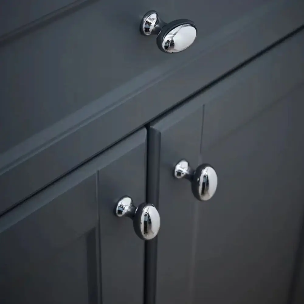 Pigeon Egg Brass Furniture Handles Bright Chrome Solid Cabinet Handles Long Silver Drawer Handles Cupboard