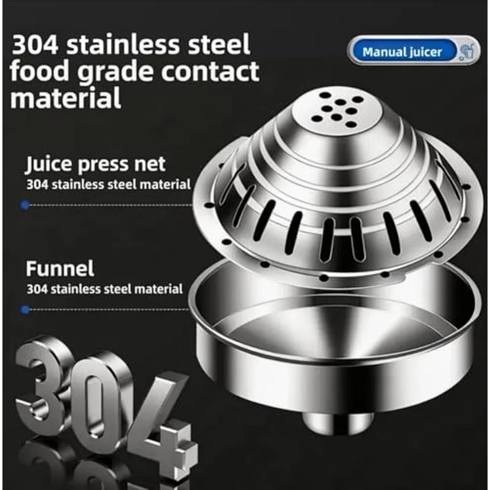 Produce fresh juice Gravity assisted stainless steel head Manual juicer No Peeling Required Quick Squeeze Great for
