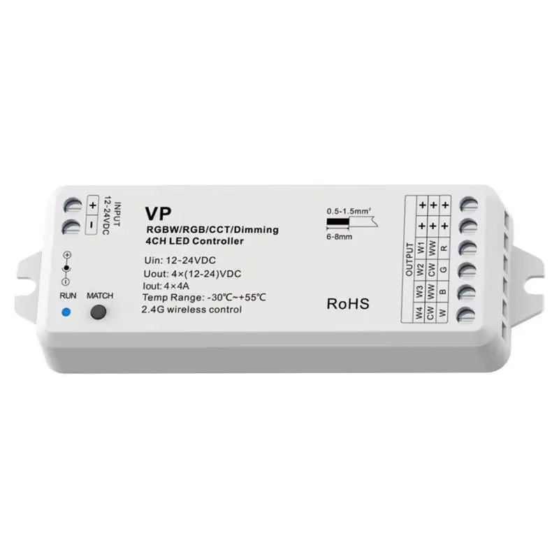 Hot Sale-RF Dimmer KIT 4CH Standalone Control DC12V 24V LED Controller 4 Channel 2.4G Remote For RGBW RGB CCT Dim LED Strip
