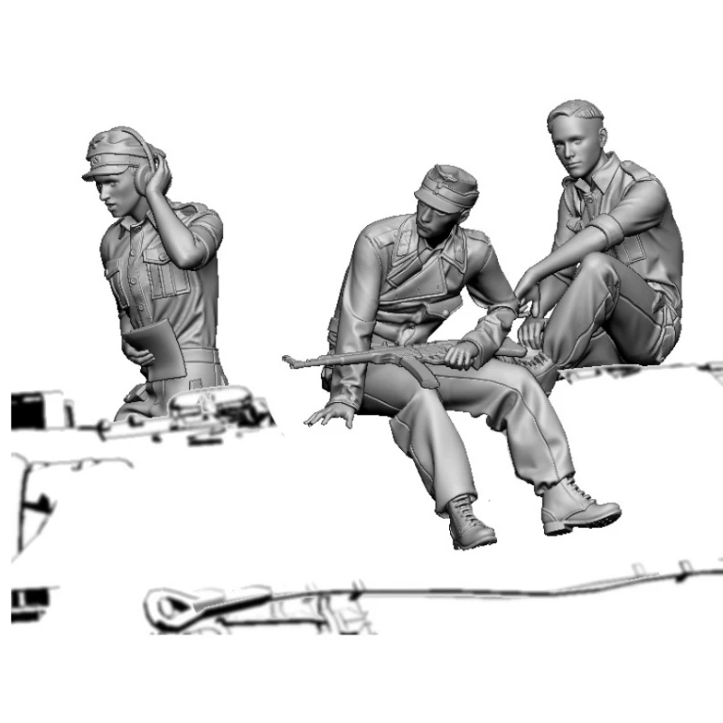 

1/35 Scale Die-Cast Resin Figure Model Kit WWII German Jagdpanther Crew 3 Figures Unassembled and Unpainted