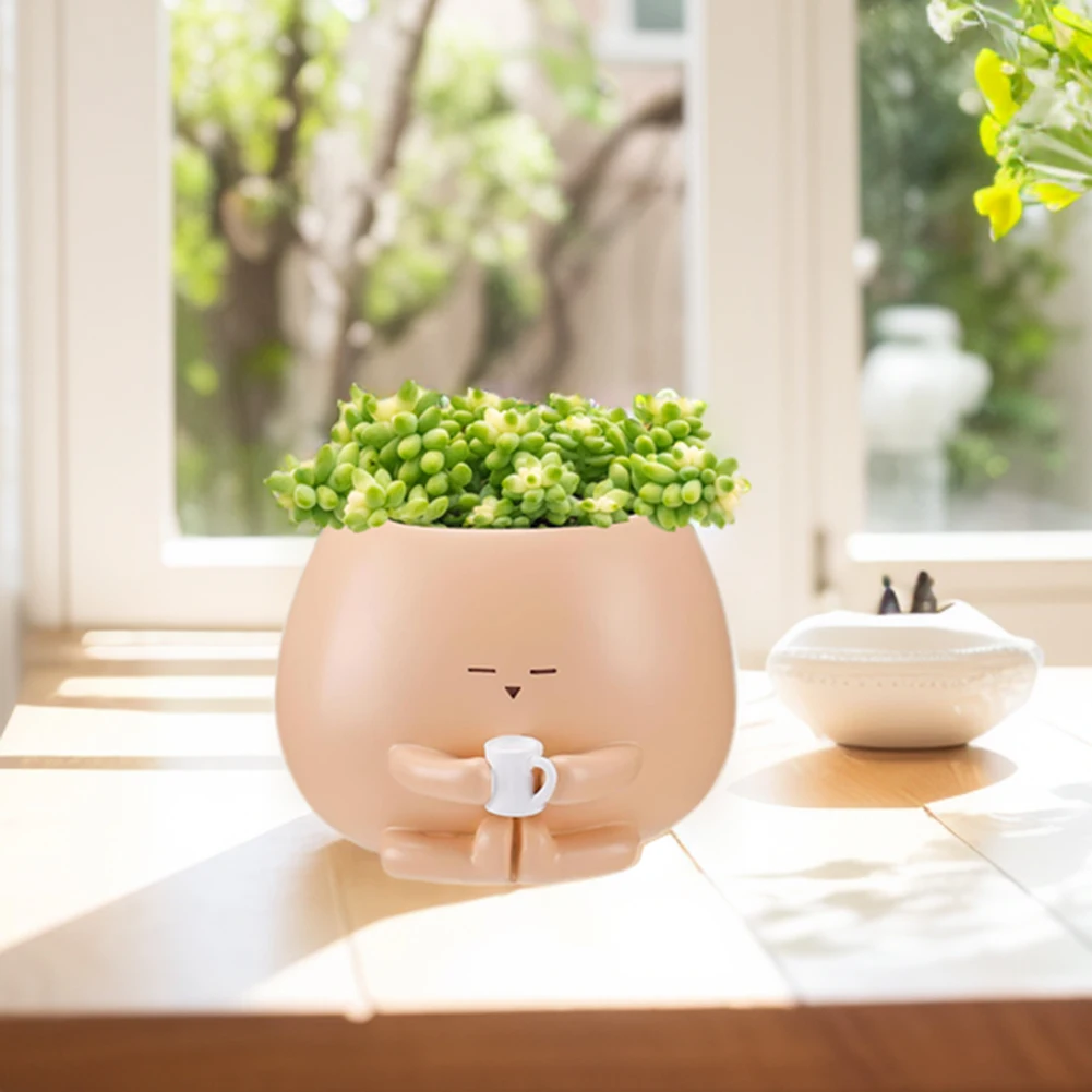 الراتنج عقد كوب الشكل أواني الزهور متعددة الوظائف الجلوس تصميم بونساي الأواني العصارية الصغيرة لحديقة المنزل فناء مكتب