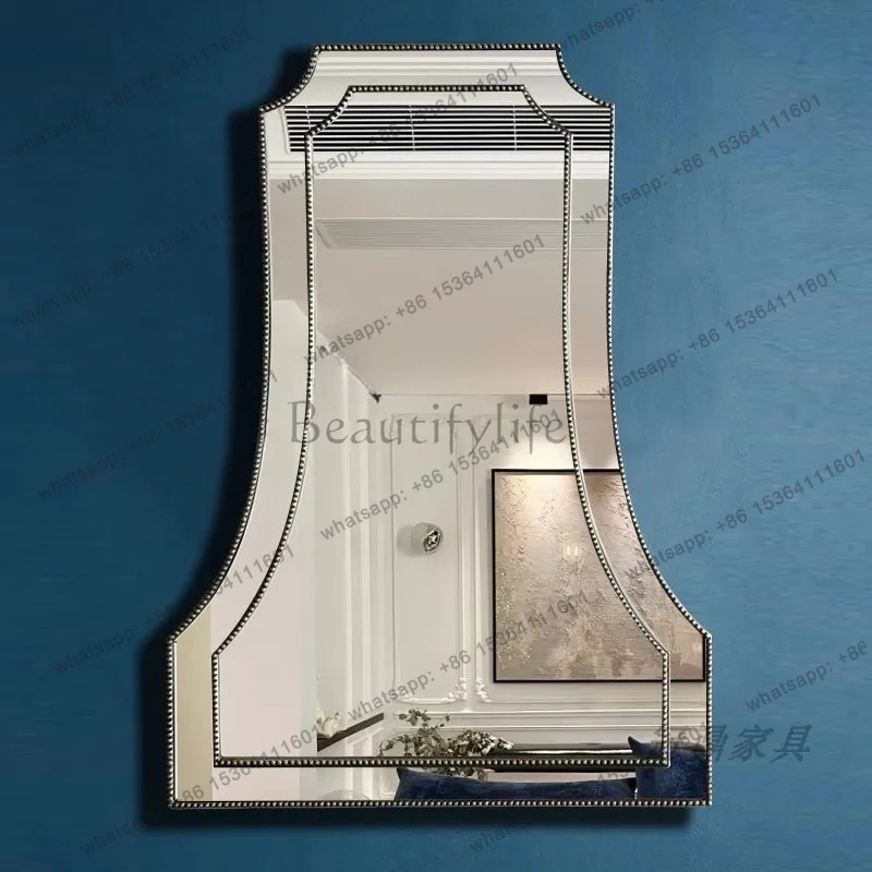 Neoclassical bathroom, bathroom, mirror, wall sink, special-shaped wall-mounted face wash, basin cabinet, makeup mirror