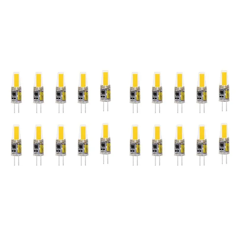 ABRW-20PCS Mini G4 LED COB Lamp 3W Bulb Candle Lights Replace 30W 40W Halogen For Chandelier Spotlight, AC DC12V Warm White
