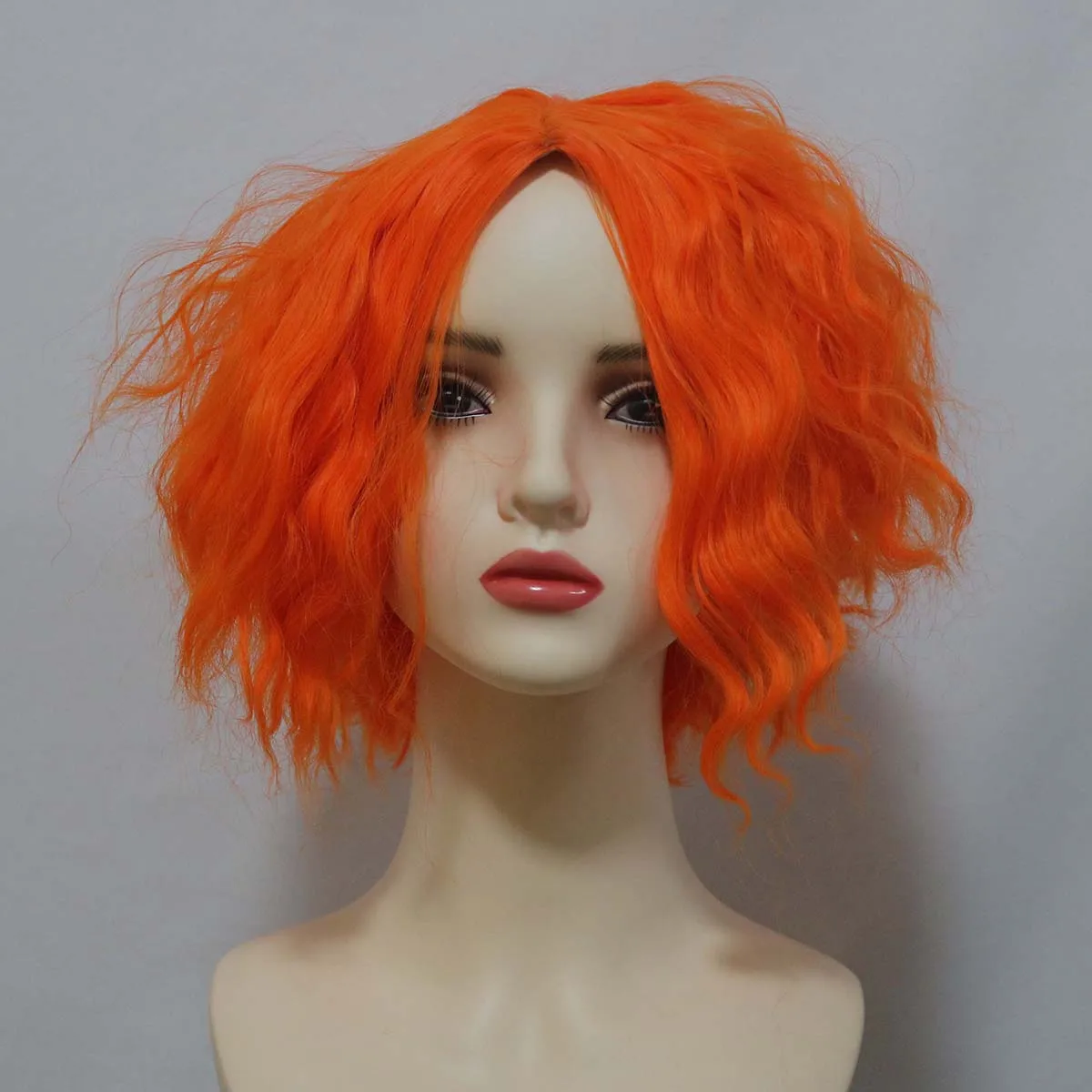 Anime Alice's Adventures Cosplay Mad Hatter Orange Short Curly Wig
