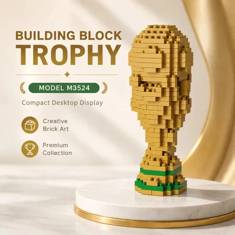 

Golden Cup Micro Building Blocks Set, Mini Trophy Model Kit, Fun Desk Decoration Gift Toy for Boys and Girls